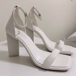 White square toe high heels